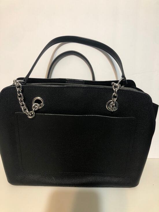 Calvin Klein Handbags - Calvin Klein Black Hailey Pebble Top Zip Silver Chain Sachet Bag